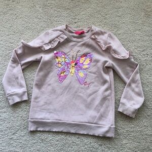 Girl’s Betsy Johnson Sequin Butterfly Pullover Sweatshirt Size Medium